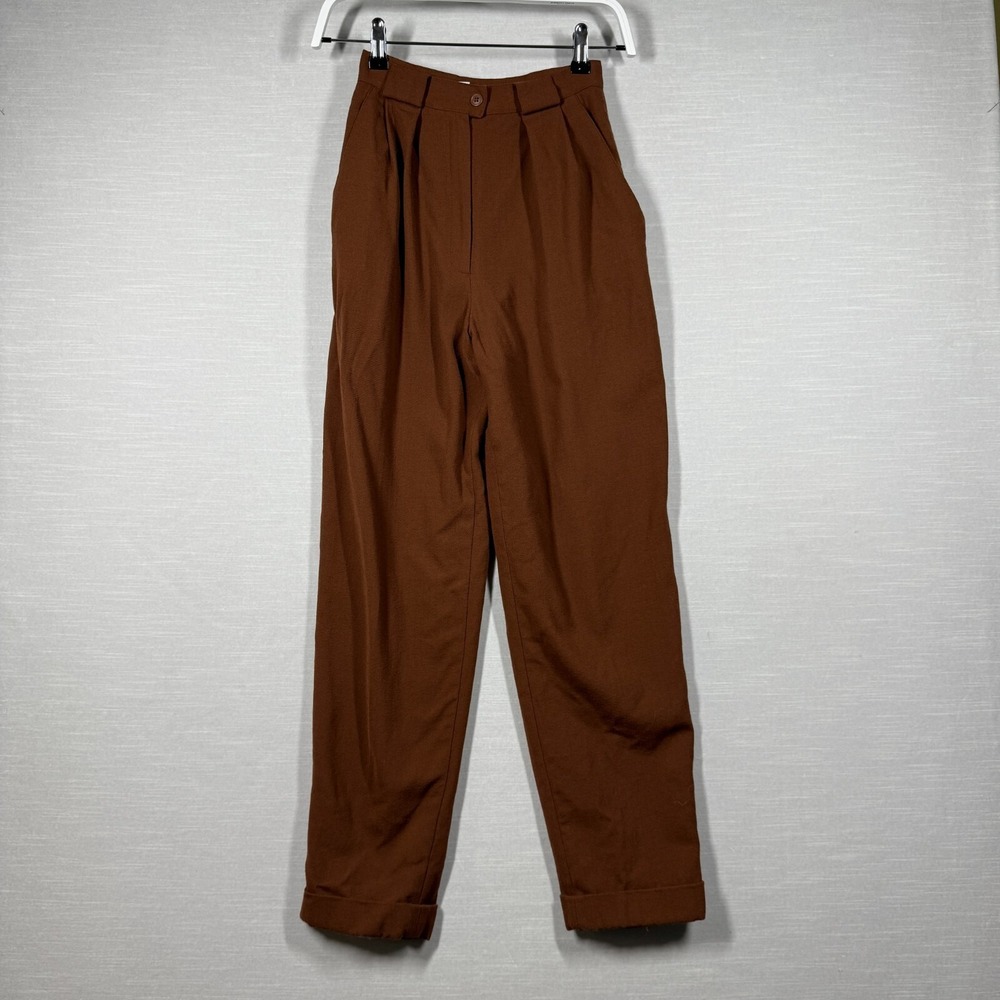 Vintage Jones New York Pants Womens 2P Brown Pleated Old Money Chic Office 90s